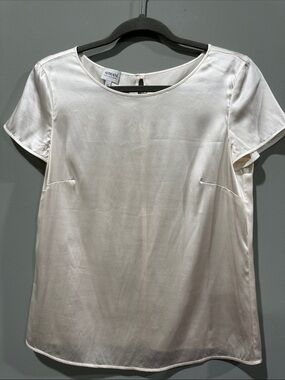 Armani Exchange Women's Ivory Satin Short Sleeve Top